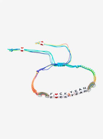 F*ck Yeah Letter Bead Rainbow Cord Bracelet