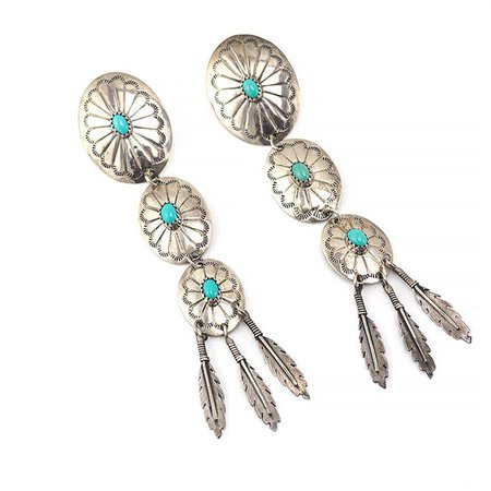Native American Earrings Long Silver Earrings Sterling | Etsy