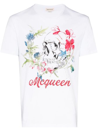 Alexander McQueen Deconstructed Floral Skull T-shirt - Farfetch
