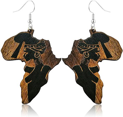 KaFu Bohemia Natural Wooden Painted Map Earrings AfricanEthnic Map Wooden Dangle Earrings Fashion Jewelry for Woman Girls (map): Clothing, Shoes & Jewelry