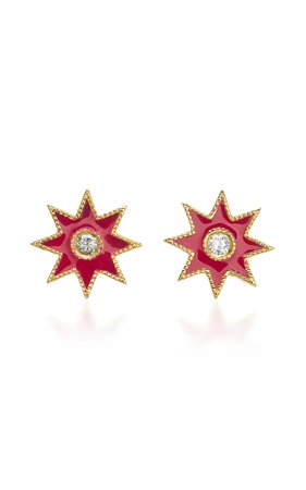 Star 18K White Gold, Enamel and Diamond Earrings by Colette Jewelry | Moda Operandi
