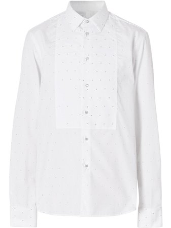 Shop white Burberry embellished shirt with Express Delivery - Farfetch