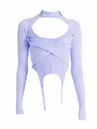 Hollow Two Piece Round Neck Long Sleeve Tank Top in Lavender (HVST edit)