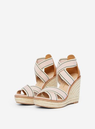 Pink 'Reel' Elastic Wedge Sandals | Dorothy Perkins