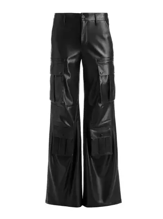 Joette Vegan Leather Cargo Pant In Black | Alice And Olivia