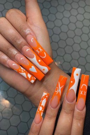 Orange Acrylic Nails