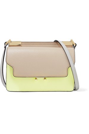 Marni | Trunk micro color-block textured-leather shoulder bag | NET-A-PORTER.COM