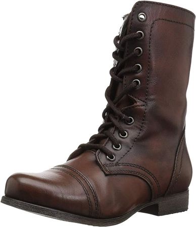 Amazon.com | Steve Madden Women's Troopa Combat Boot, Brown Leather, 5 | Ankle & Bootie