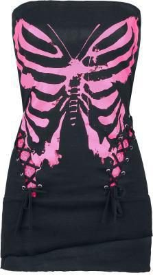 pink and black dress with skeleton butterfly
