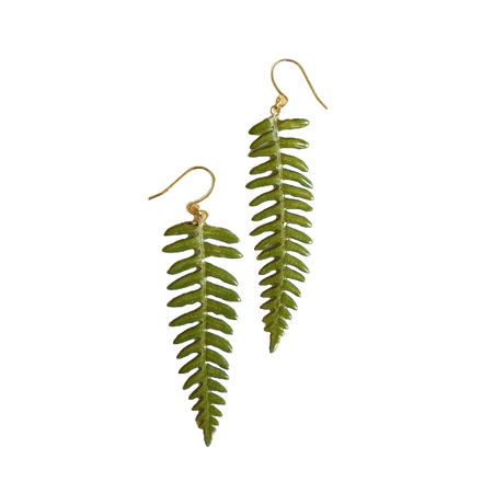 fern leaf ceramic porcelain earrings