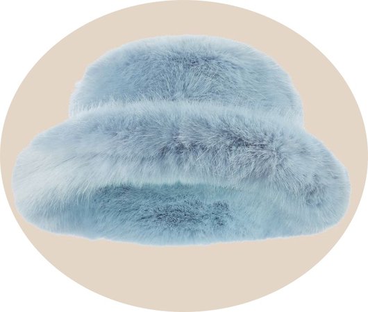 light blue fur bucket hat