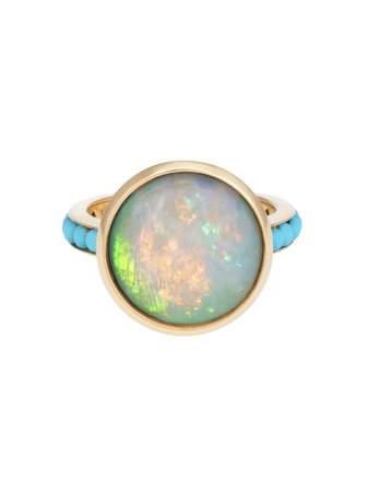 Larisa Laivins Jewelry Opal Ring with Turquoise 18K Gold - Ylang 23