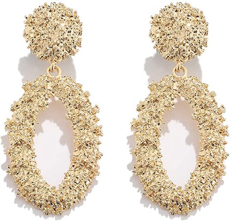 Amazon.com: Statement Drop Earrings For Women Girls Boho Textured Dangle Earrings Gorgeous Geometric Oval Raised Earrings (gold): Clothing