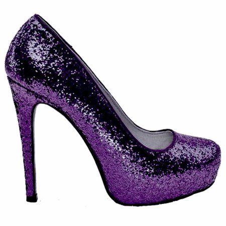 Women's Sparkly Purple Glitter high low Heels wedding bride shoes plum – Glitter Shoe Co
