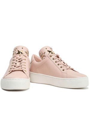 Pastel pink Mindy studded leather sneakers | Sale up to 70% off | THE OUTNET | MICHAEL MICHAEL KORS | THE OUTNET