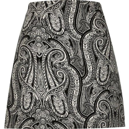 Black Paisley Print A-line Mini Skirt ($21)