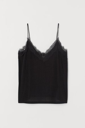 Top with Lace - Black - Ladies | H&M US