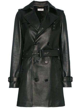 Shop Saint Laurent Double breasted trench coat with Express Delivery - FARFETCH