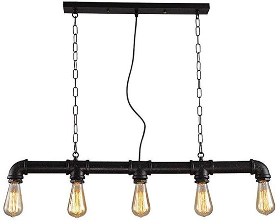 FTLY Edison E27 5-Lights Steampunk Industrial Water Pipe Hanging Pendant Lamp Retro Loft Black Metal Iron Restaurant Chandelier Cafe Bar Table Hotel Decorative Ceiling Light: Amazon.ca: Home & Kitchen