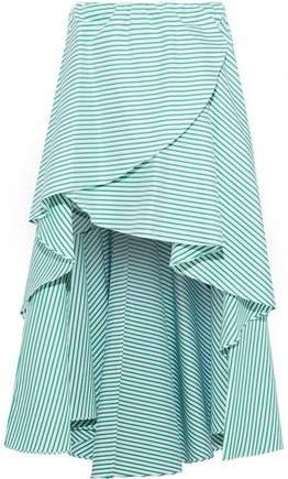 Adelle Asymmetric Striped Cotton-poplin Skirt