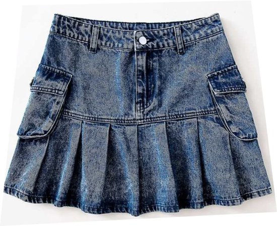 pleated jean skirt