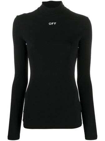 Black Off-White high neck long sleeve top OWAD122E20FAB0011001 - Farfetch
