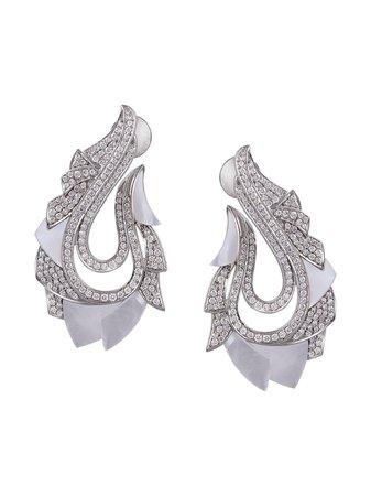 Ananya 18kt white gold diamond Mogra paisley earrings - FARFETCH