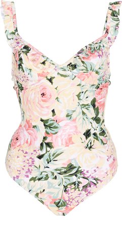 Hanna Ruffled Floral-Print Swimsuit