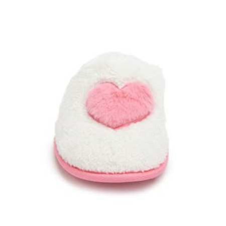 Faux Fur Heart Graphic Slippers