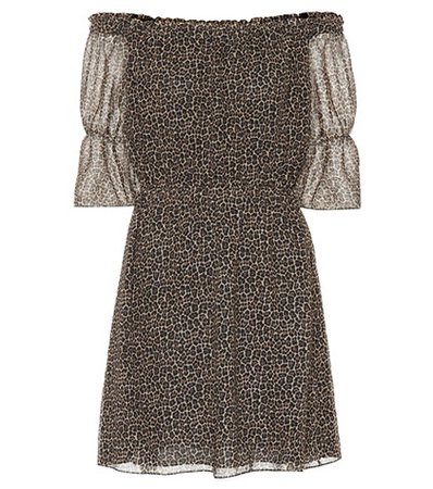Leopard virgin wool minidress