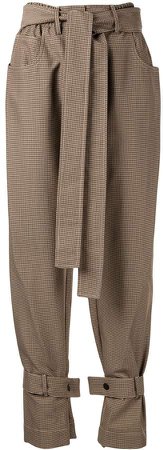 checkered paper bag waist trousers