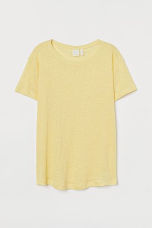 Linen T-shirt - Light yellow - Ladies | H&M US