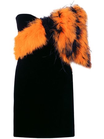 Saint Laurent feather-embellished Mini Dress - Farfetch