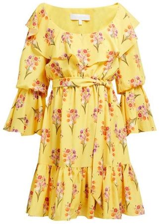 Borgo De Nor - Loulou Floral Print Tie Waist Dress - Womens - Yellow Print