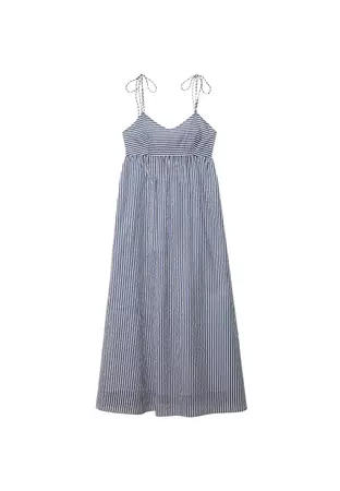Long striped dress with tie - Women's Clothing | Stradivarius United States