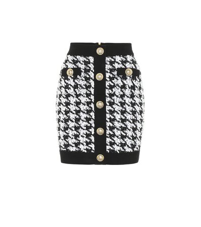 Balmain - Houndstooth tweed miniskirt | Mytheresa