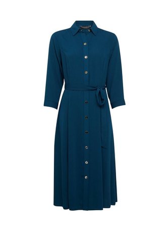 Teal 3/4 Sleeve Shirt Dress | Dorothy Perkins