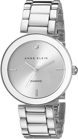 Anne Klein Women's AK/1363SVSV Diamond Dial Silver-Tone Bracelet Watch: Anne Klein