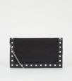 Black Leather-Look and Suedette Studded Clutch | New Look