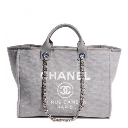 CHANEL Canvas Deauville Large Tote Grey