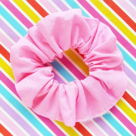 2pc Hair Scrunchies Set Glitter Fabric Pastel Pink Aqua | Etsy