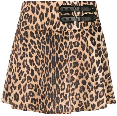 leopard-print flared skirt