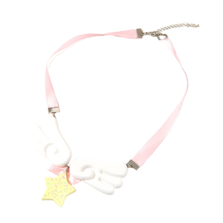 Pink Angel Milk Wing Star Ribbon Necklace