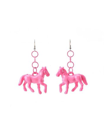 Pink Horse Drop Earrings