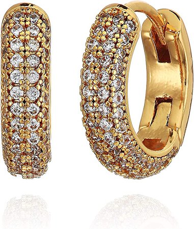 Amazon.com: Kate Spade New York Brilliant Statements Pave Mini Huggies Earrings Clear/Gold One Size : Clothing, Shoes & Jewelry