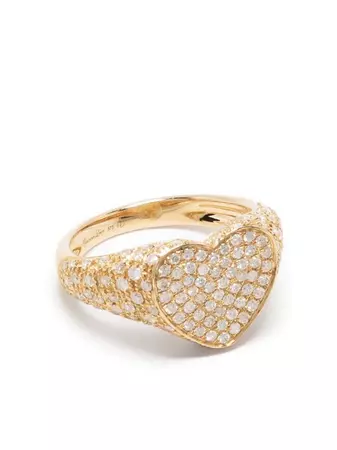Yvonne Léon 9kt Yellow Gold Diamond Heart Ring - Farfetch
