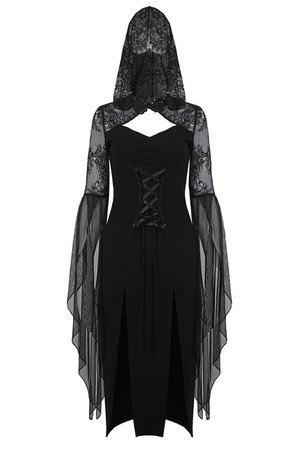 Carmel Lace Hood Black Gothic Dress by Dark in Love | Ladies