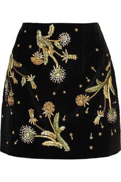 dandelion applique embroidered miniskirt