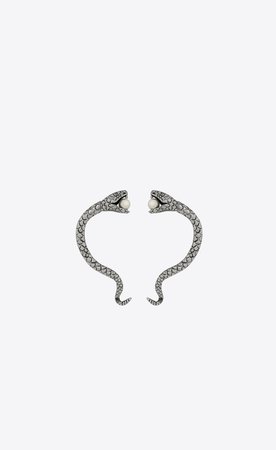 Saint Laurent ‎MARRAKECH PERLE Serpent Ear Jewelry In Silver Toned Tin ‎ | YSL.com