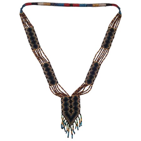20s Glass Bead Native Style Necklace For Sale at 1stdibs
